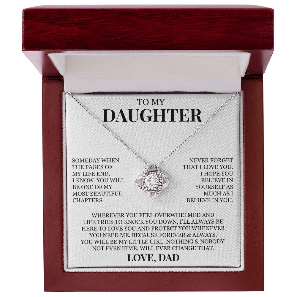 To My Daughter "Never Forget That I Love You" Love Knot Necklace