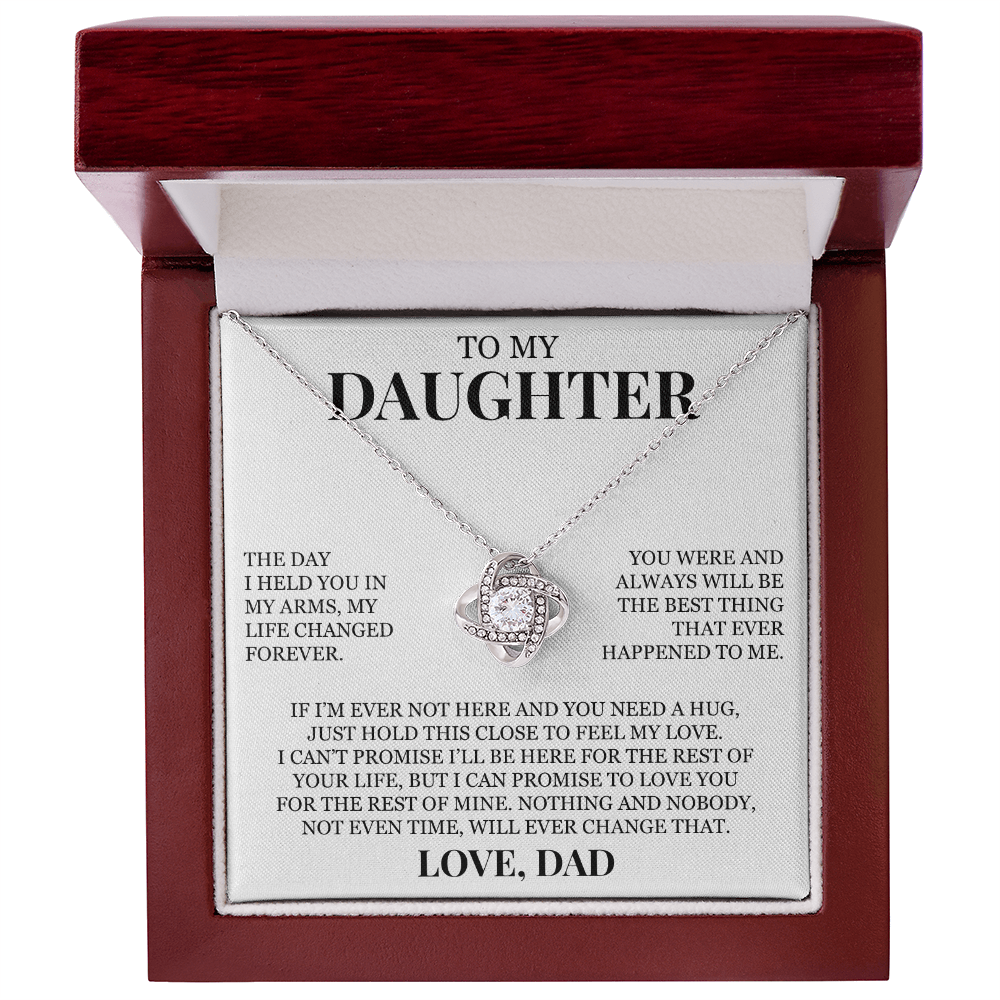 To My Daughter "Hold This Close to Feel My Love" Love Knot Necklace