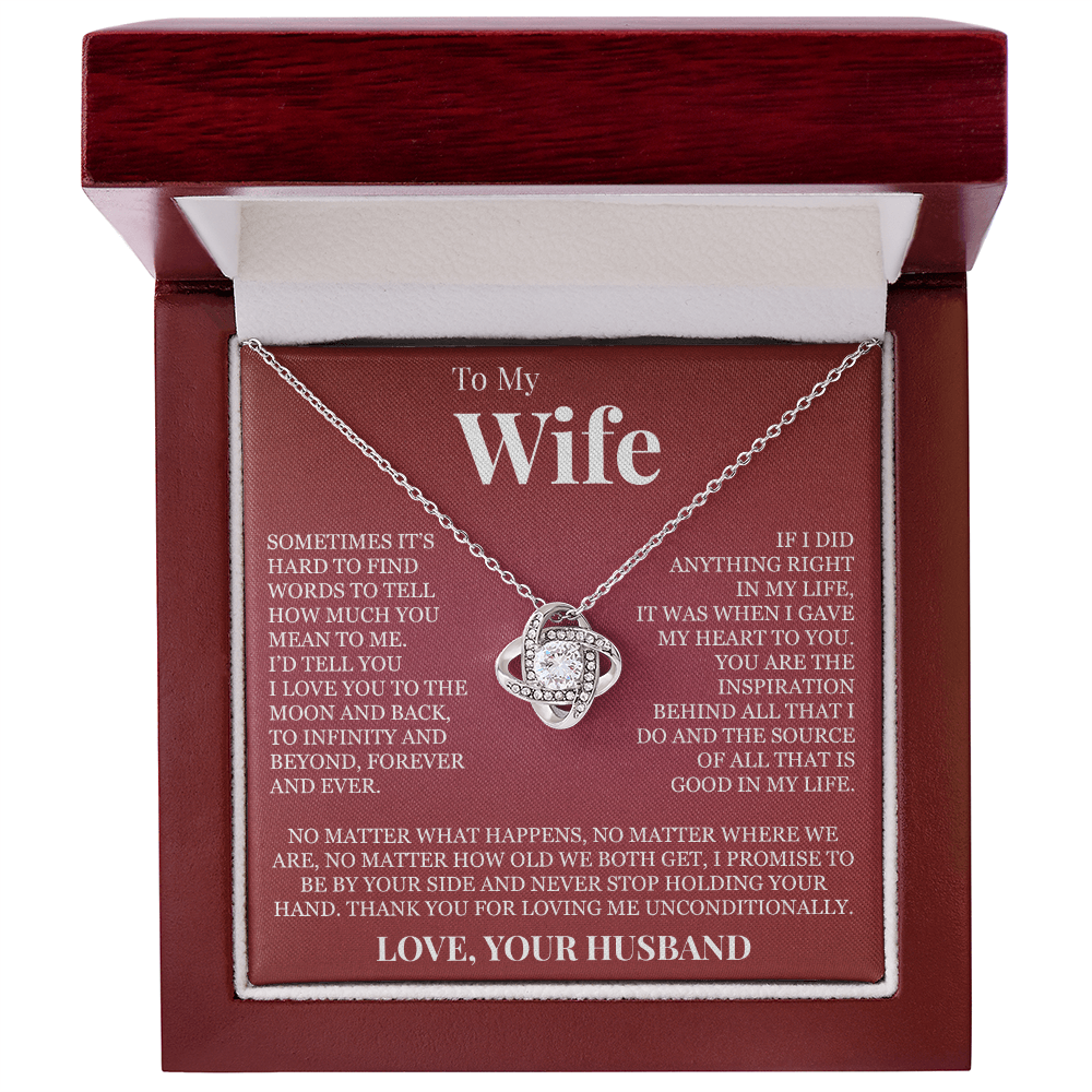 Love Knot Necklace - To My Wife "I Love You To The Moon and Back"