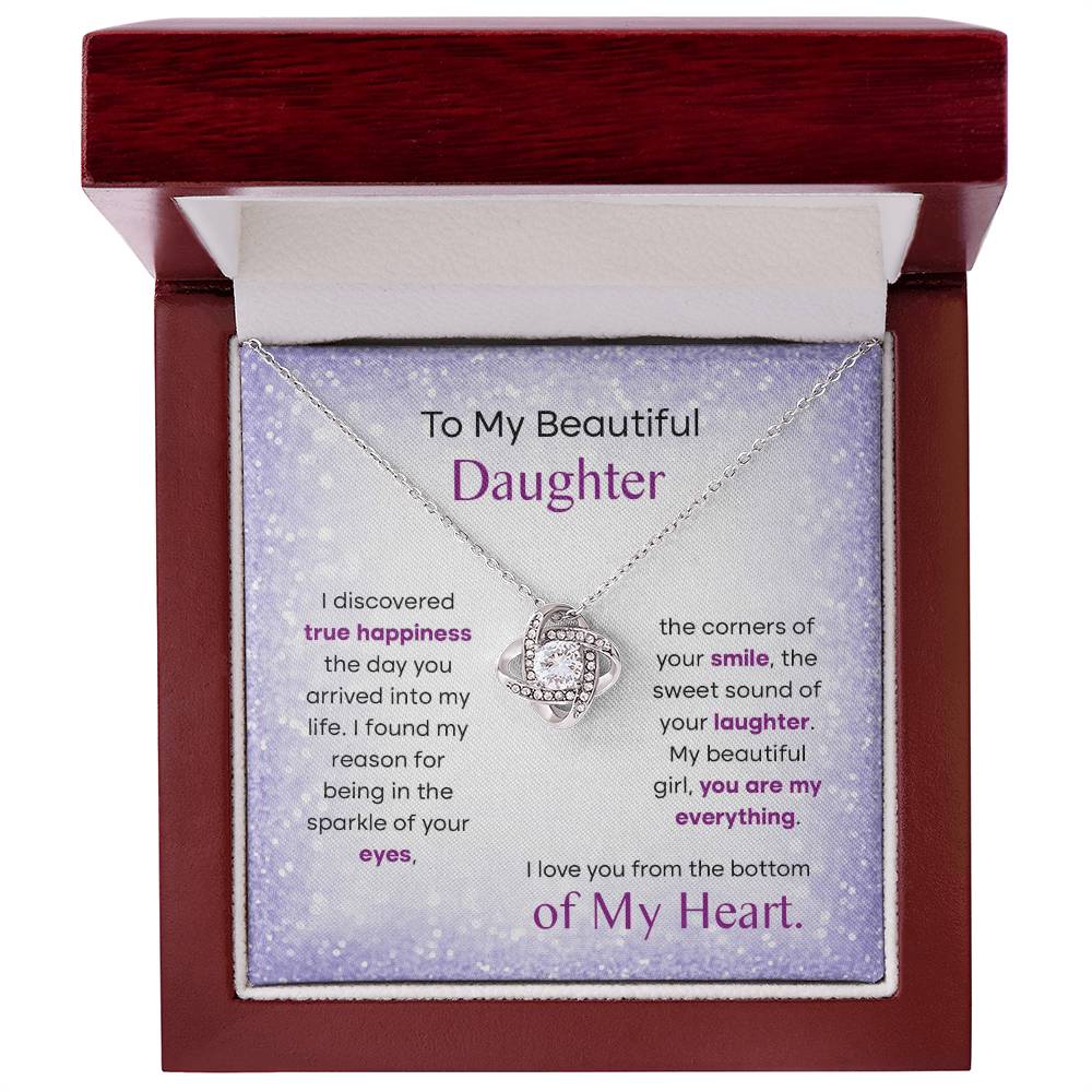 To My Beautiful Daughter, Love Knot Necklace, Gift From Mom