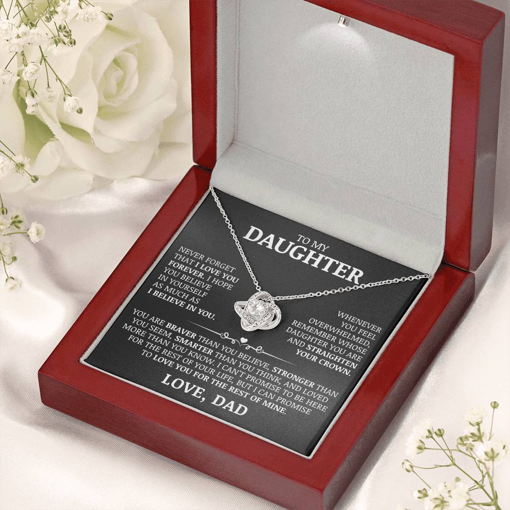 To My Daughter "Believe In Yourself" Love Knot Necklace