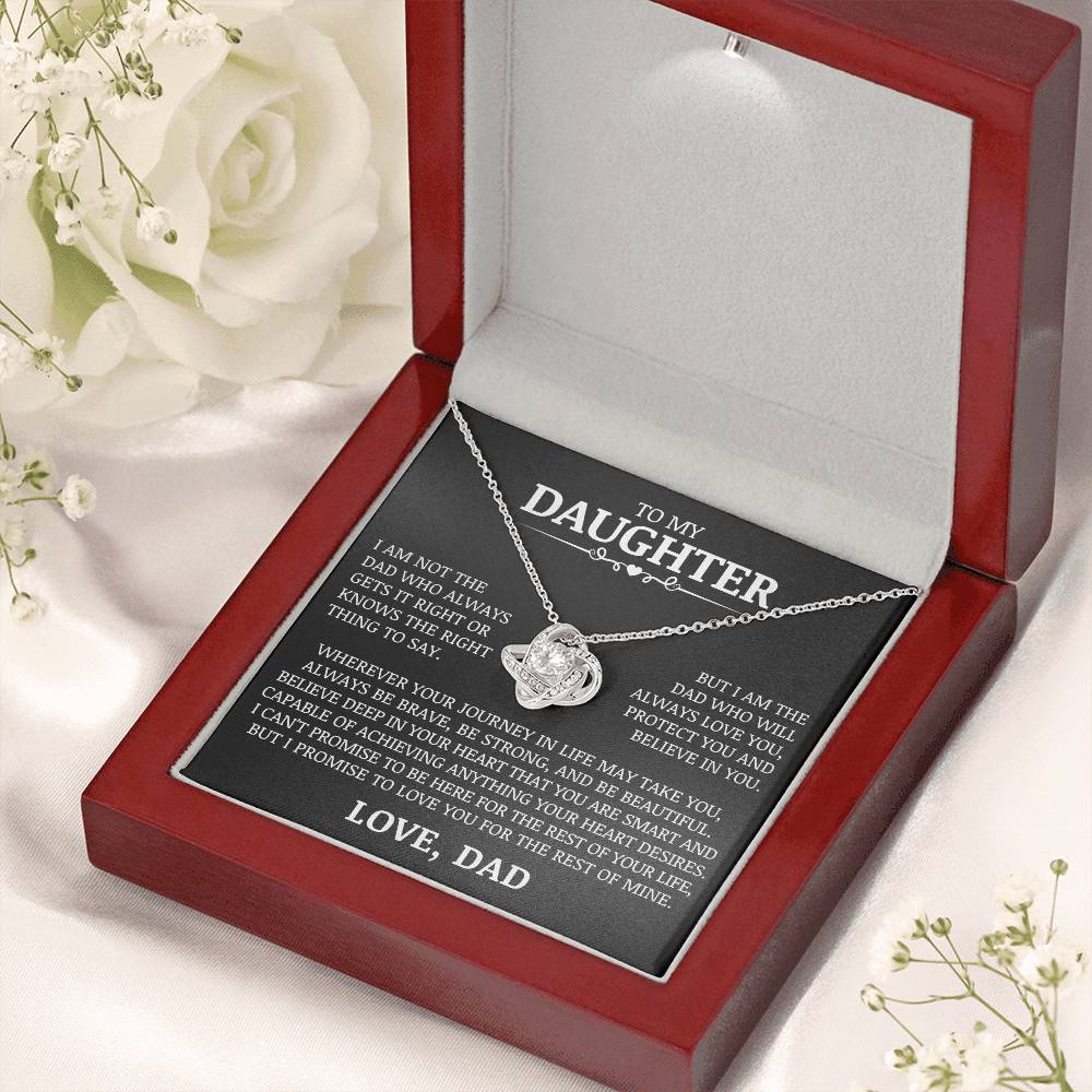 To My Daughter "Love You, Protect You and Believe In You" Love Knot Necklace
