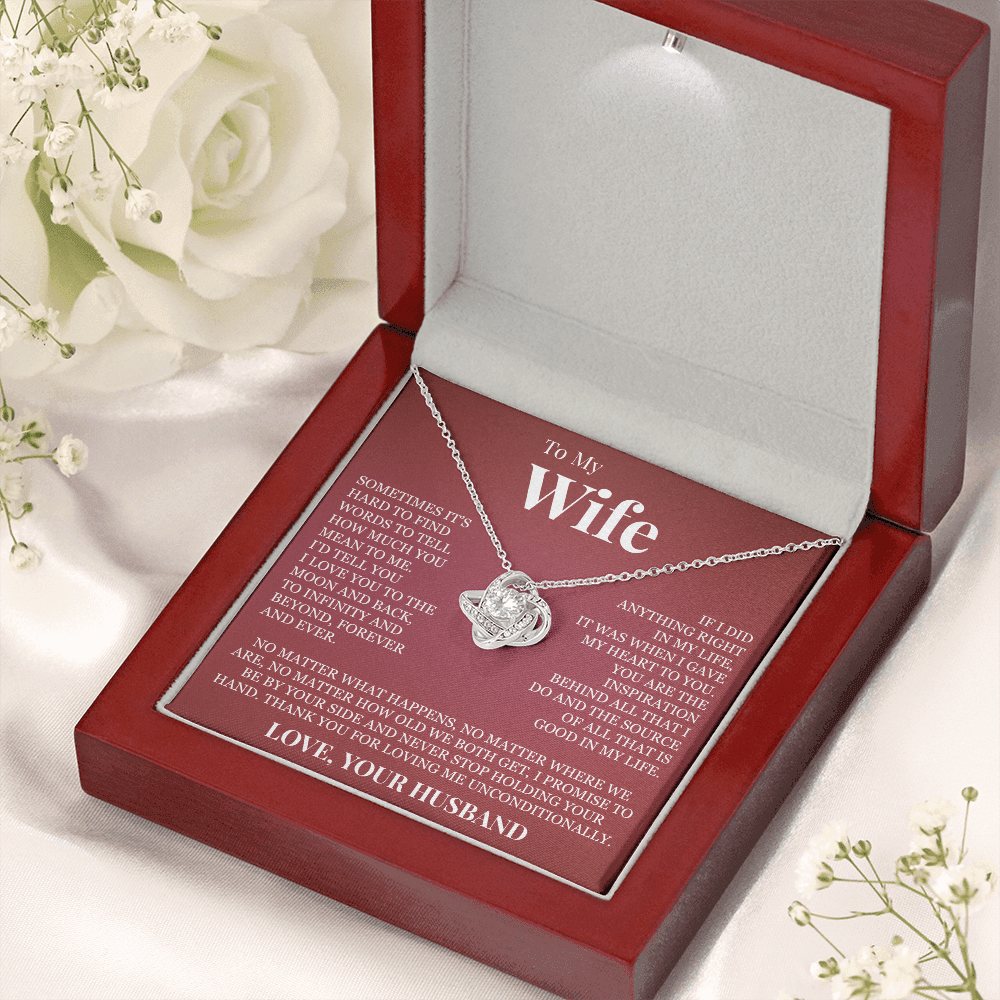 Love Knot Necklace - To My Wife "I Love You To The Moon and Back"
