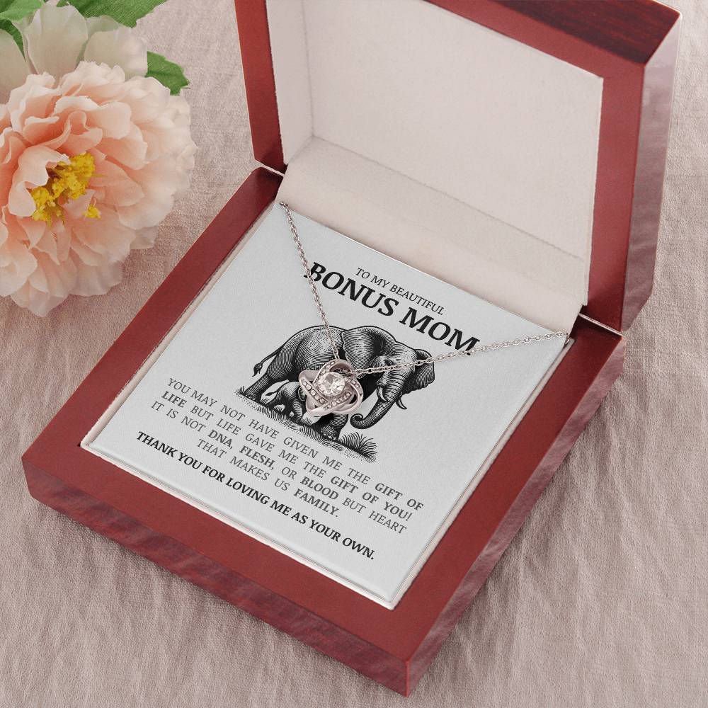 To My Bonus Mom "Thank You For Loving Me As Your Own" Love Knot Necklace