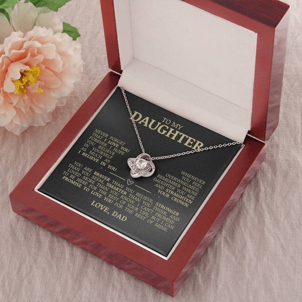 To My Daughter, Straighten Your Crown, Love Knot Necklace