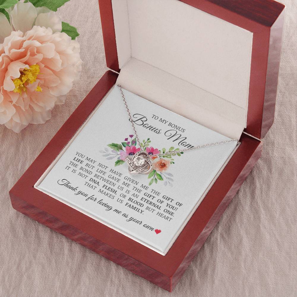 To My Bonus Mom "Thank You For Loving Me As Your Own" Love Knot Necklace