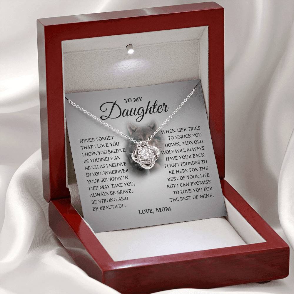To My Daughter "I Believe In You" Love Knot Necklace