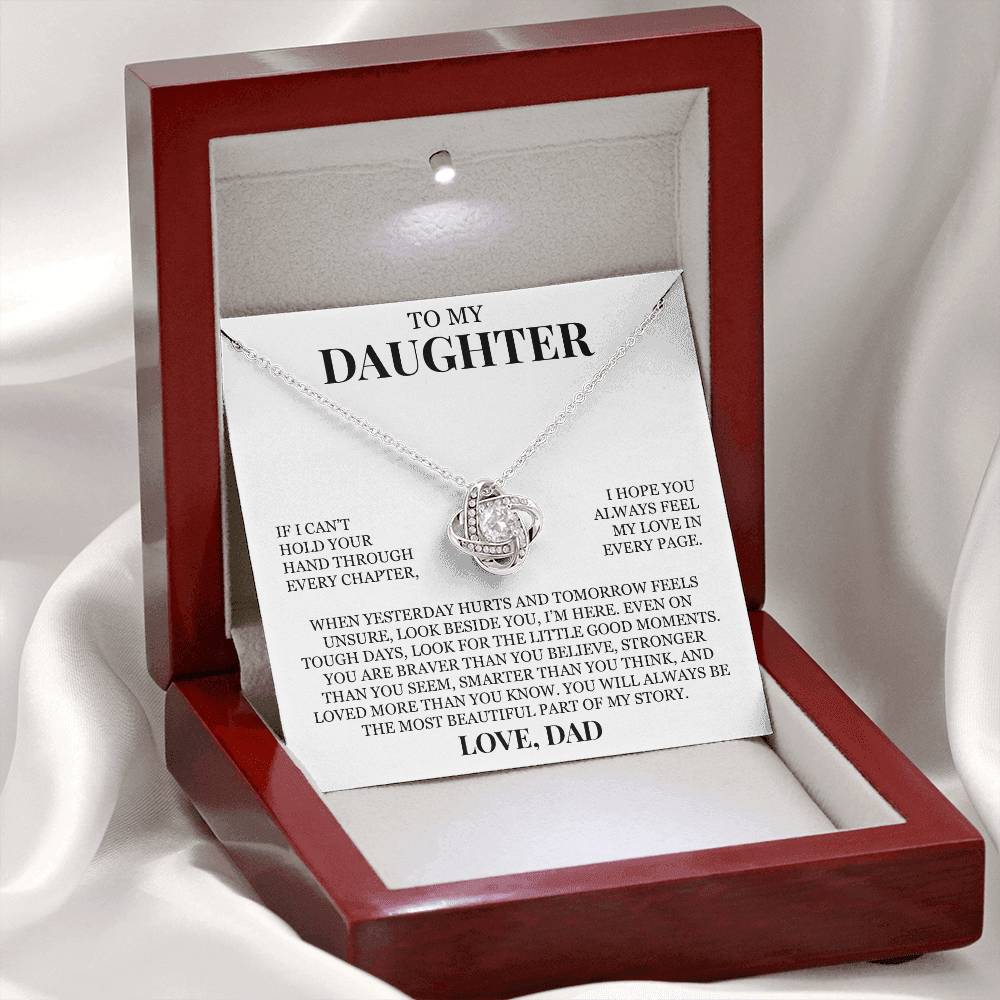 To My Daughter "I Hope You Always Feel My Love" Love Knot Necklace