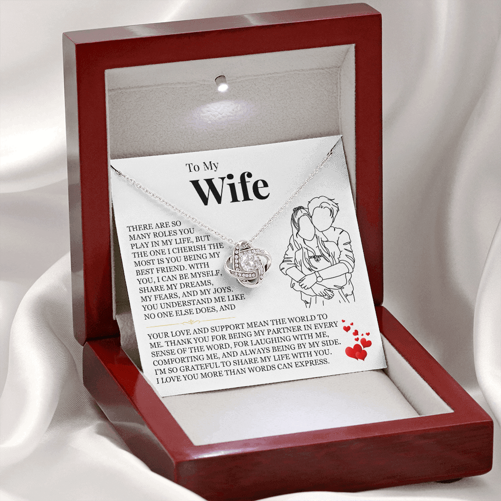 Love Knot Necklace - To My Wife "I Love You More Than Words Can Express"