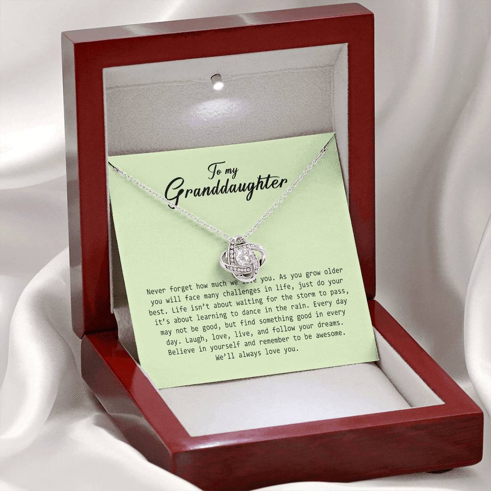 To My Granddaughter, Love Knot Necklace