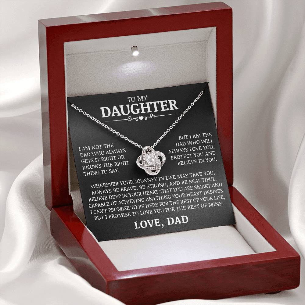 To My Daughter "Love You, Protect You and Believe In You" Love Knot Necklace