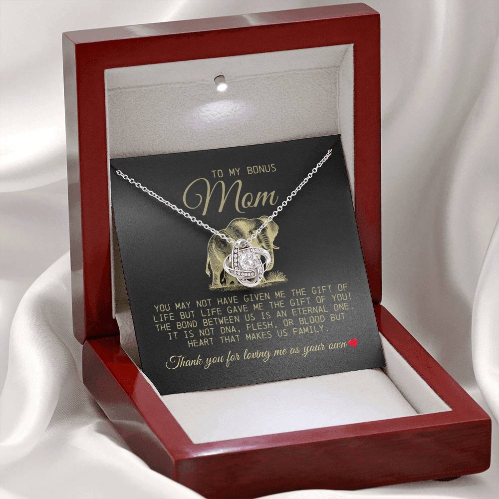 To My Bonus Mom "Thank You For Loving Me As Your Own" Love Knot Necklace