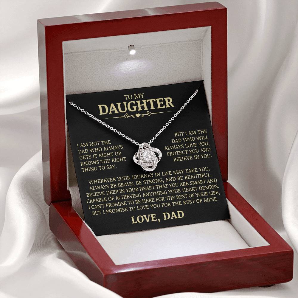 To My Daughter "Always Love You, Protect You, and Believe In You" Love Knot Necklace