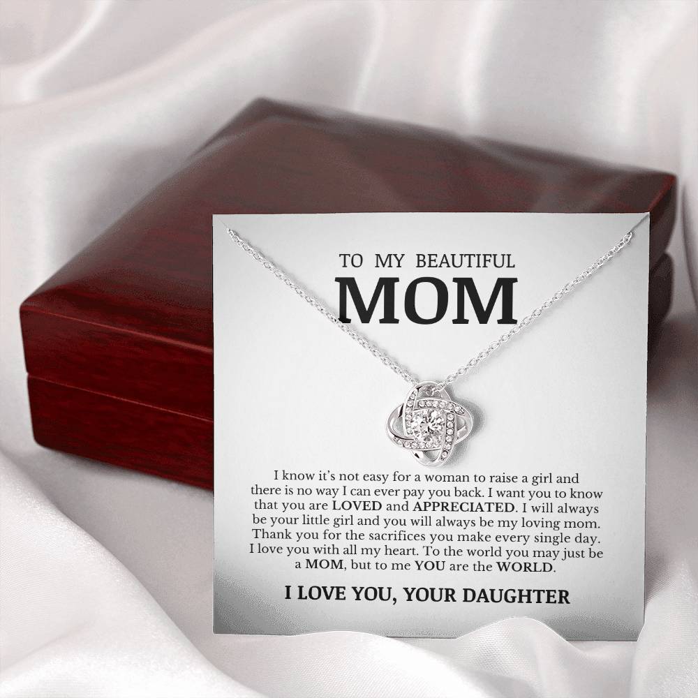 To My Beautiful Mom, Love Knot Necklace