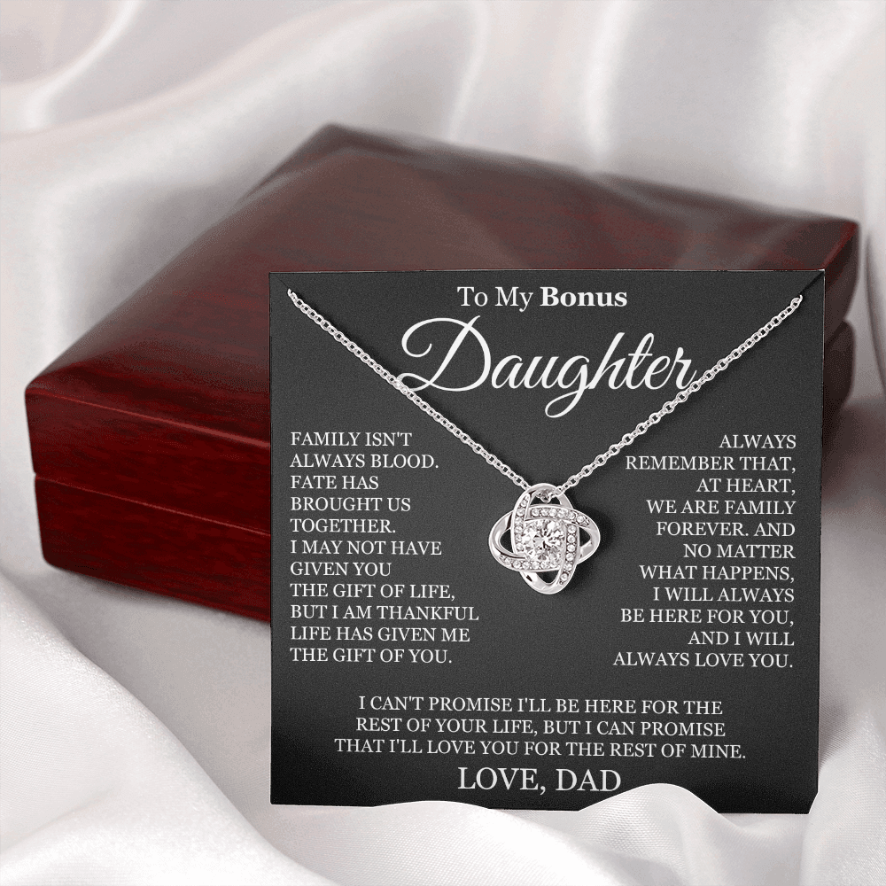 To My Bonus Daughter - Love Knot Necklace