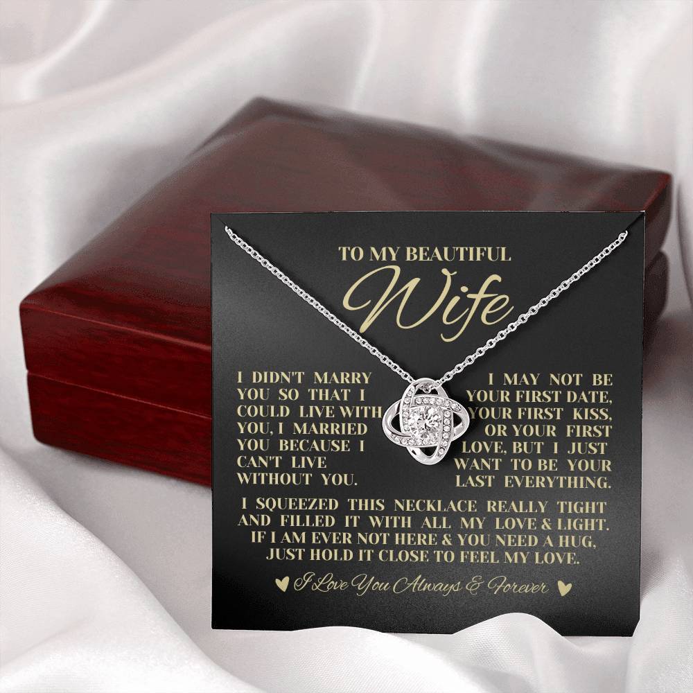To My Beautiful Wife "I Love You Always & Forever" Love Knot Necklace