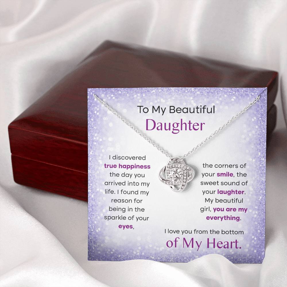 To My Beautiful Daughter, Love Knot Necklace, Gift From Mom