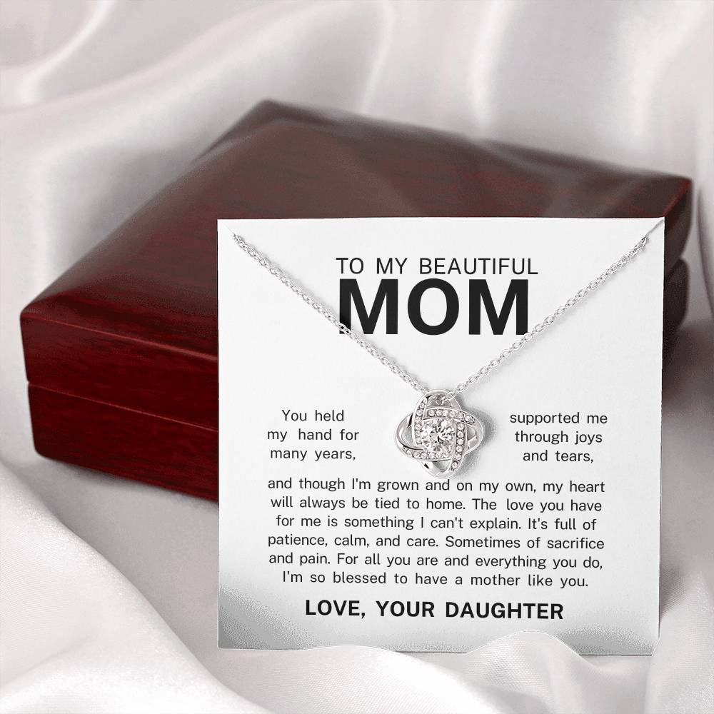 To My Beautiful Mom, Love Knot Necklace