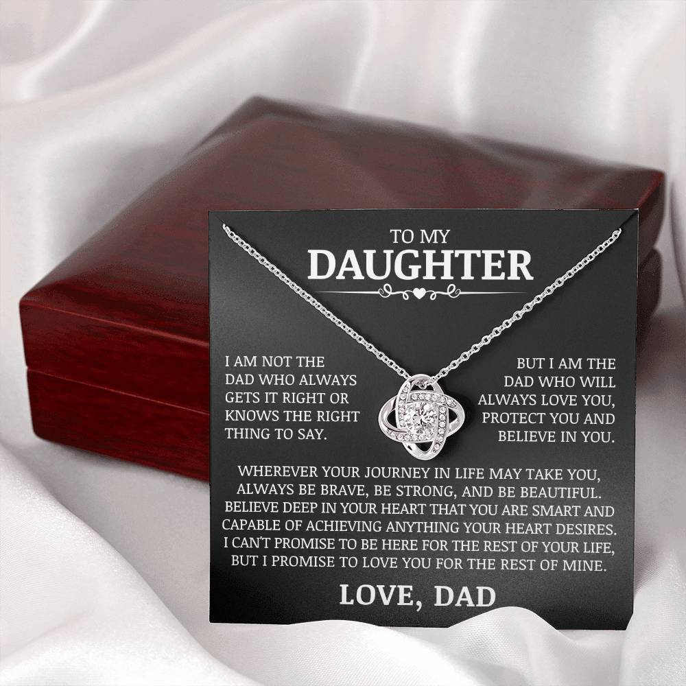 To My Daughter "Love You, Protect You and Believe In You" Love Knot Necklace