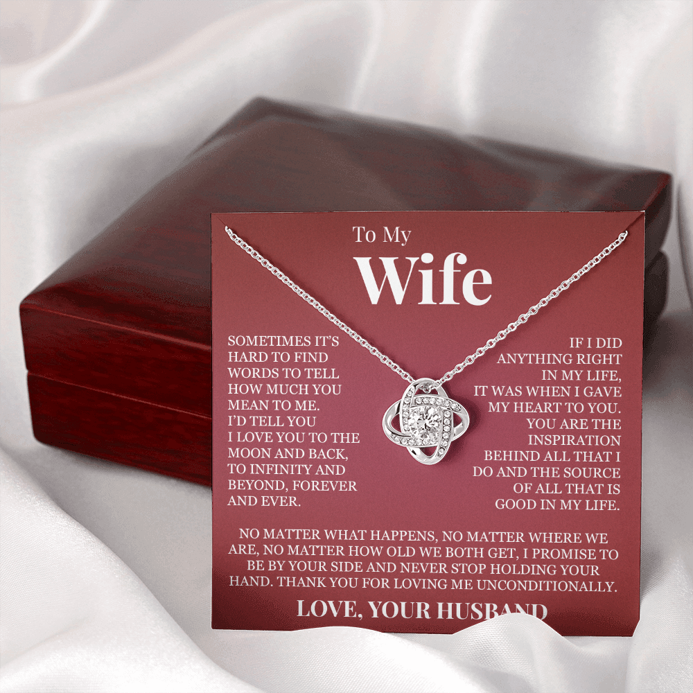 Love Knot Necklace - To My Wife "I Love You To The Moon and Back"