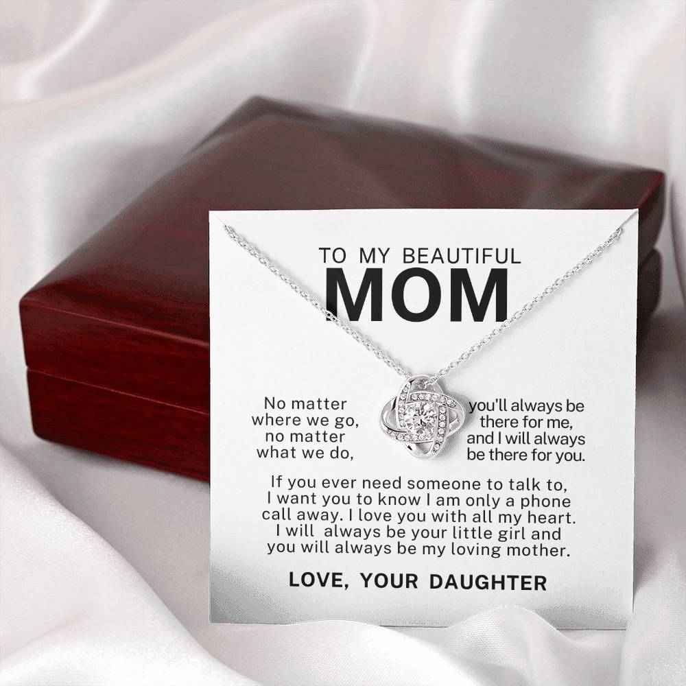 To My Beautiful Mom, Love Knot Necklace
