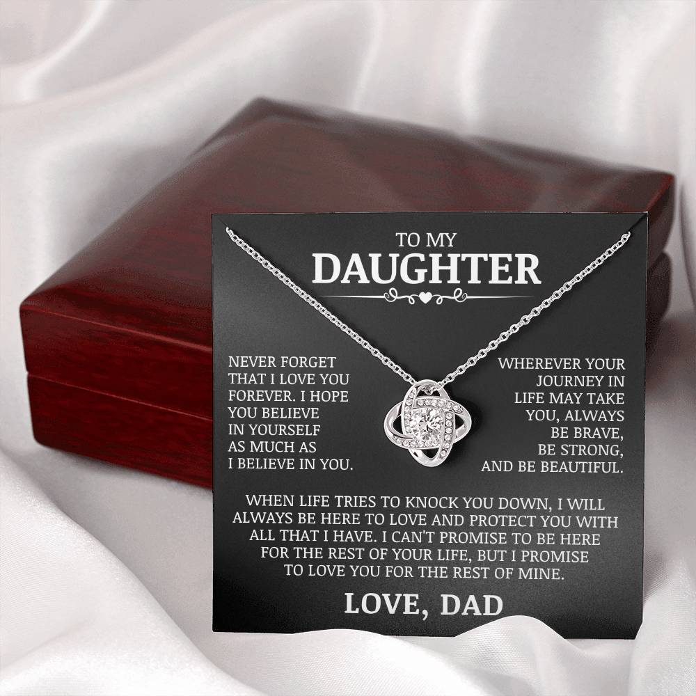 To My Daughter "Never Forget That I Love You" Love Knot Necklace