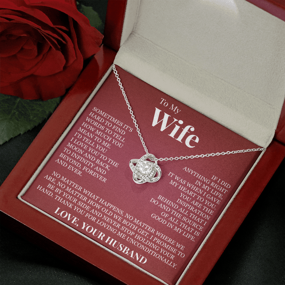 Love Knot Necklace - To My Wife "I Love You To The Moon and Back"