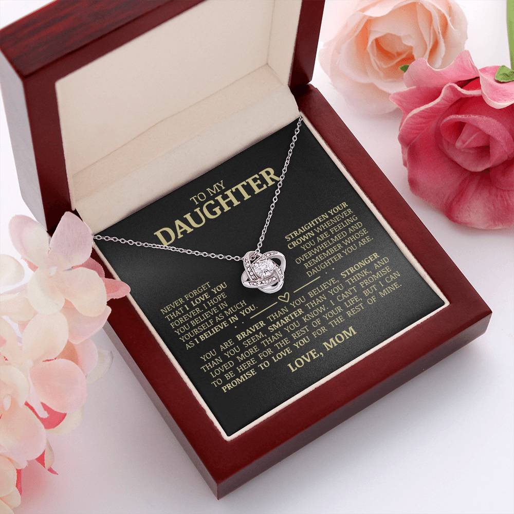 To My Daughter "Believe In Yourself" Love Knot Necklace