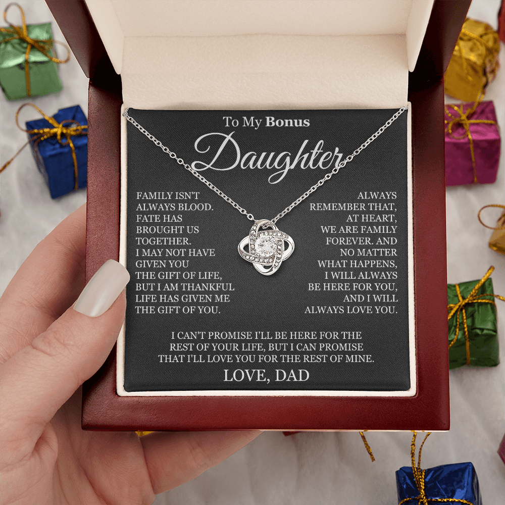 To My Bonus Daughter - Love Knot Necklace