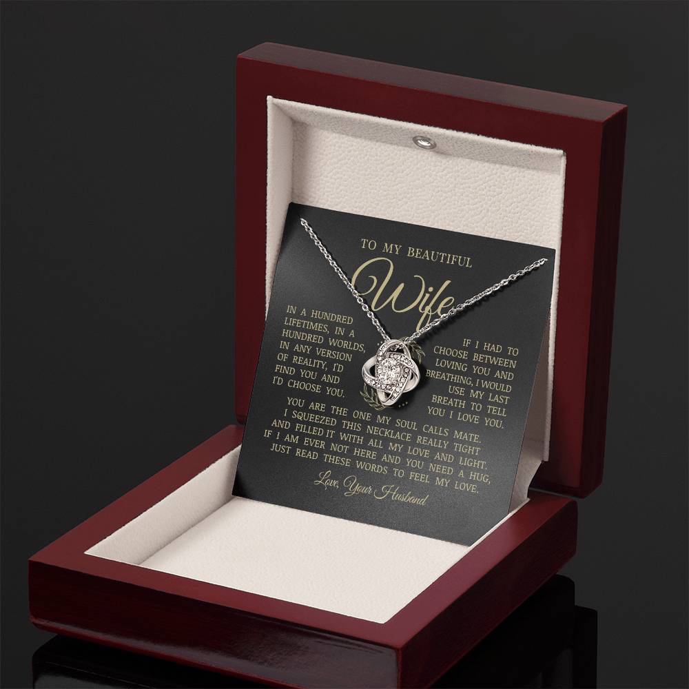 To My Beautiful Wife, Love Knot Necklace