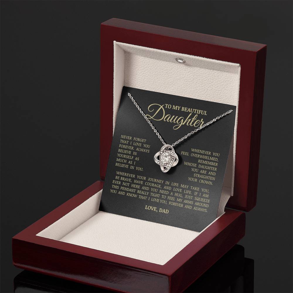 To My Beautiful Daughter "I Love You Forever" Love Knot Necklace