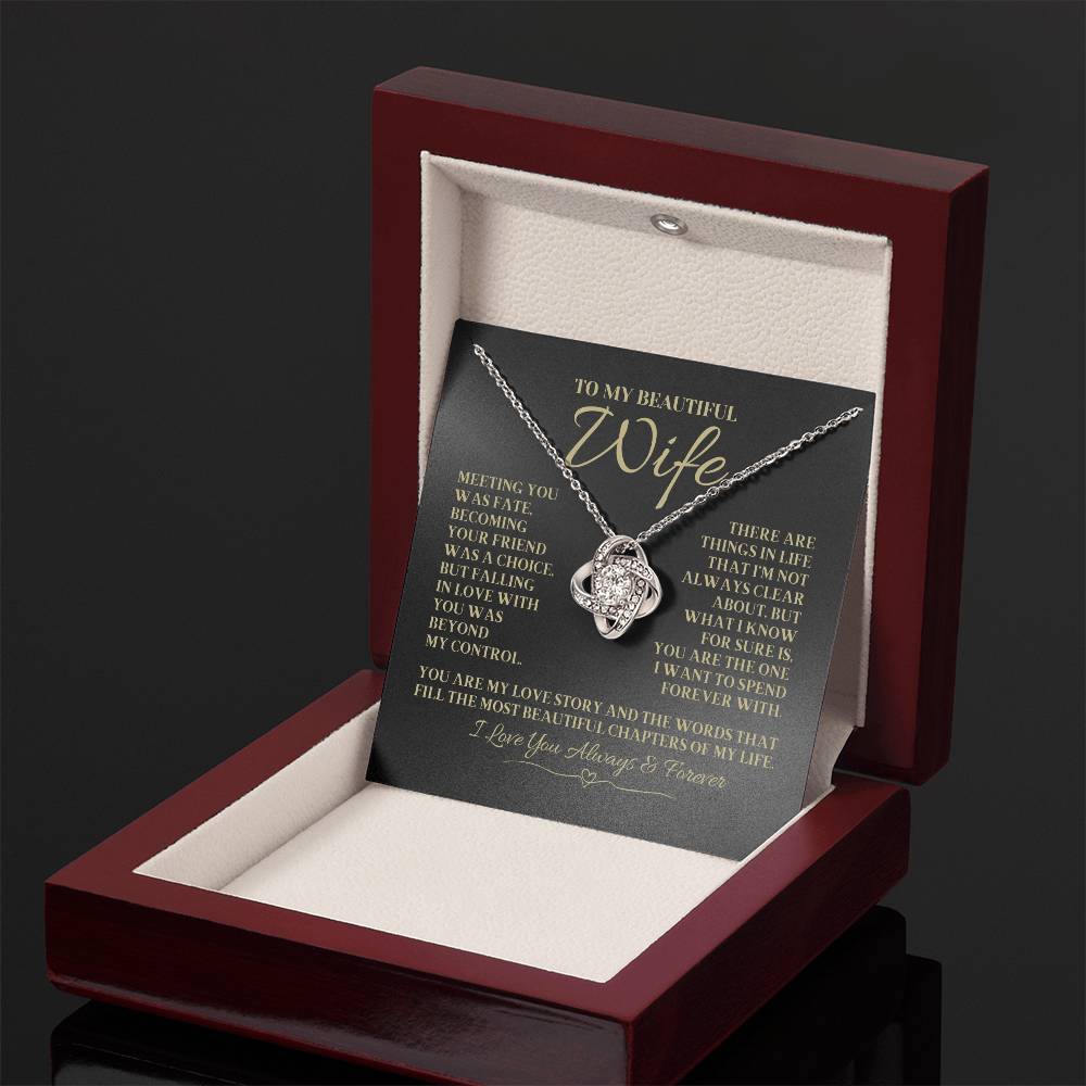 To My Beautiful Wife "Falling In Love With You" Love Knot Necklace