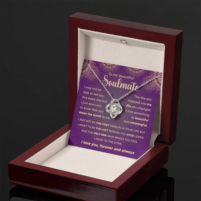 To My Beautiful Soulmate "You Mean The World to Me" Love Knot Necklace