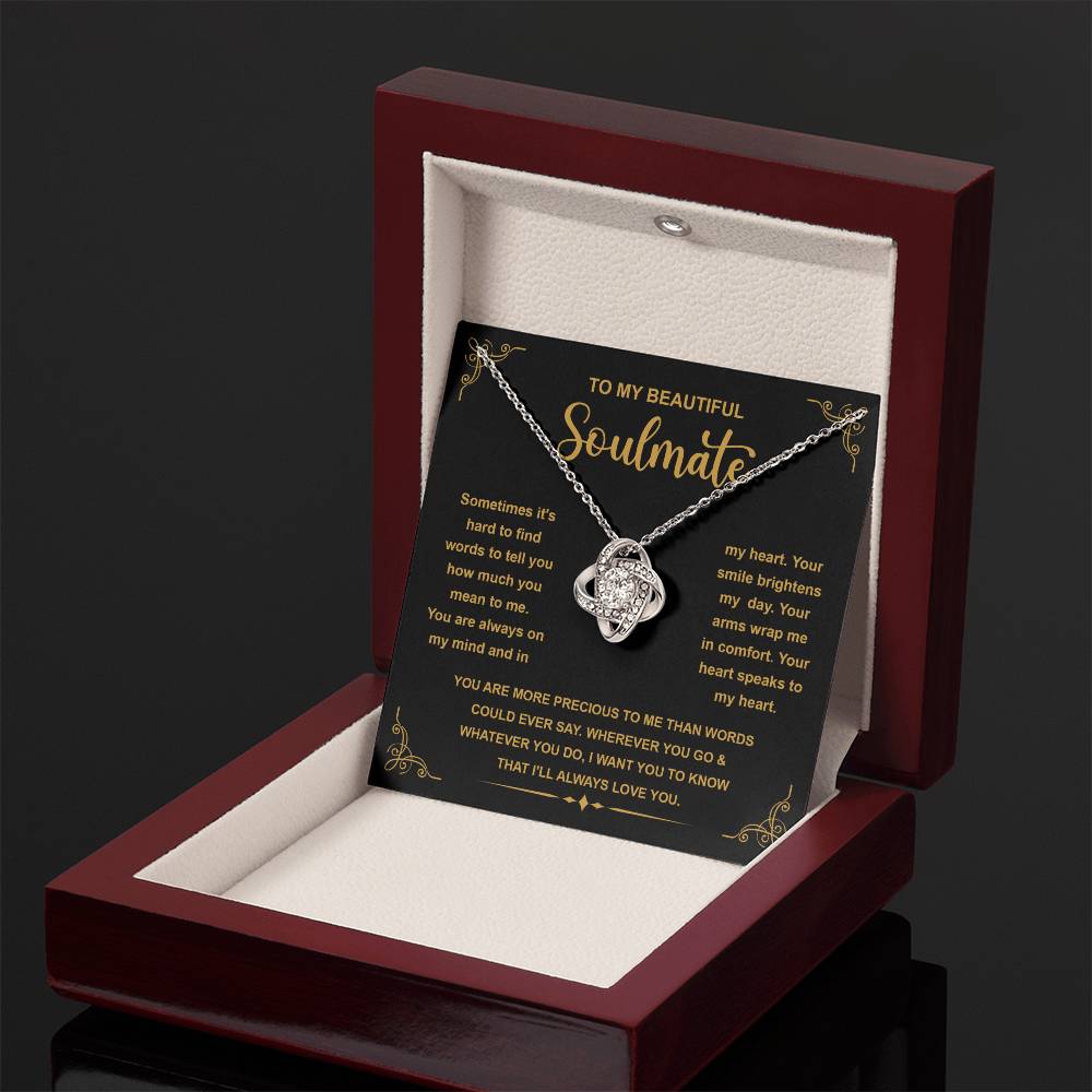 To My Beautiful Soulmate "More Precious Than Words" Love Knot Necklace