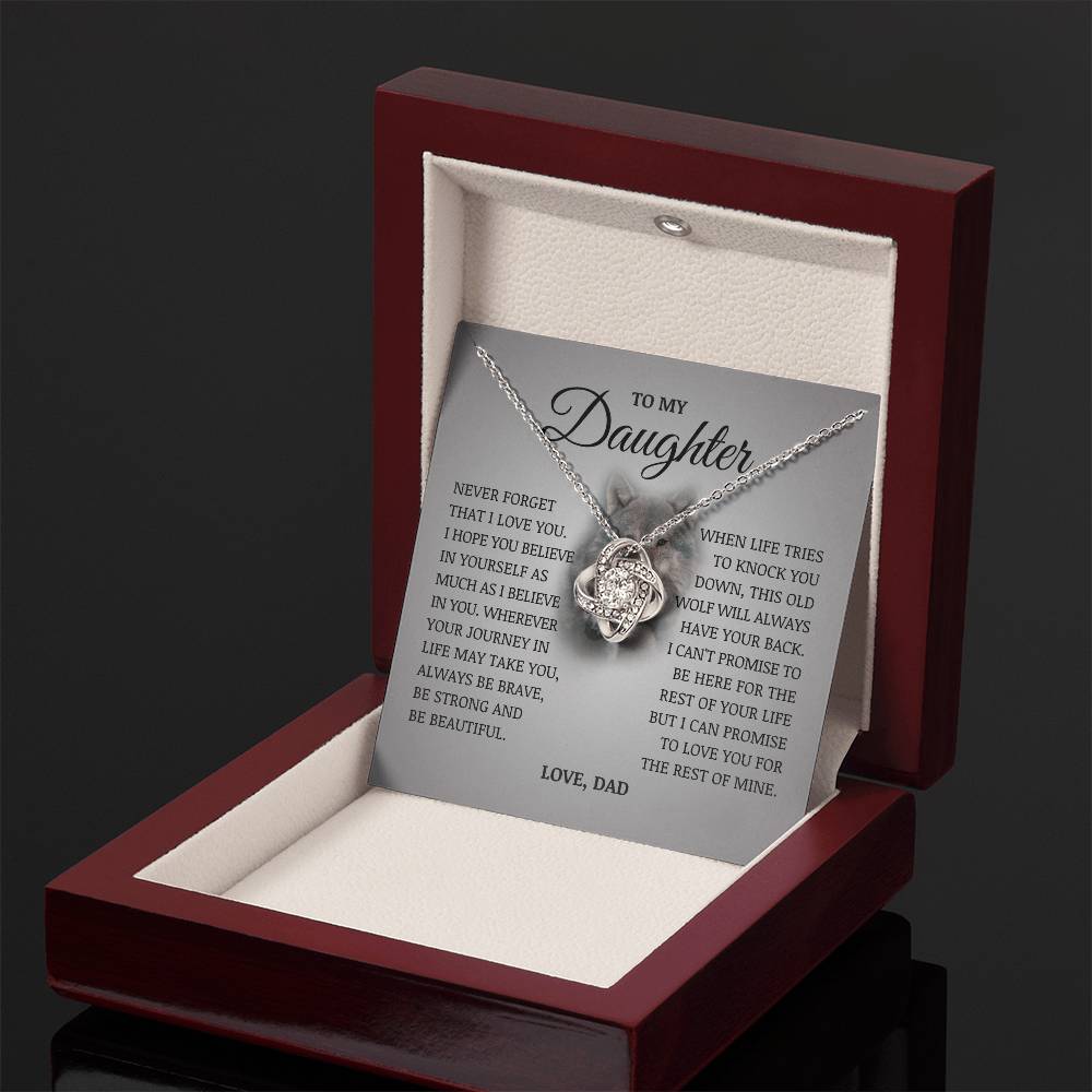 To My Daughter "I Believe In You" Love Knot Necklace