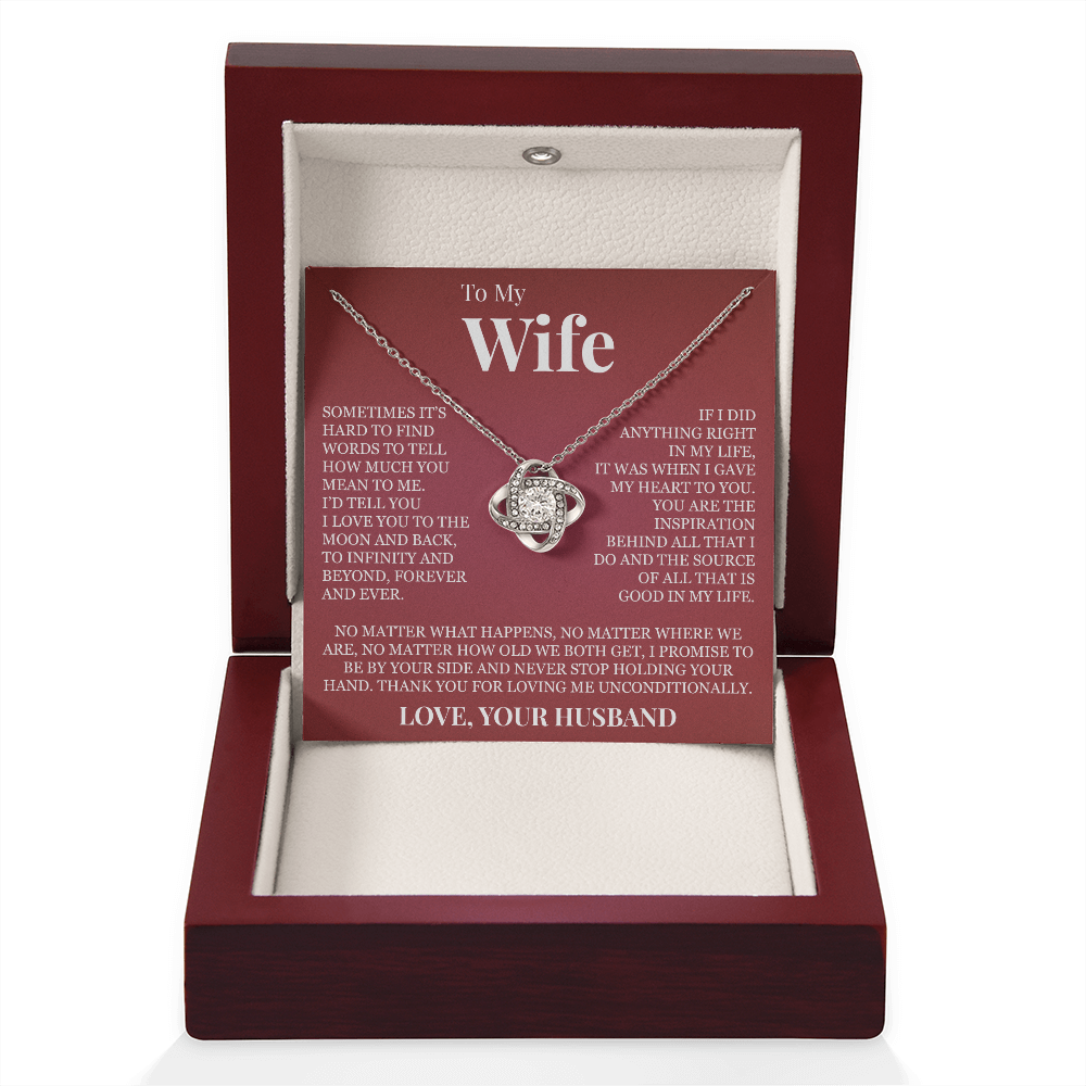 Love Knot Necklace - To My Wife "I Love You To The Moon and Back"