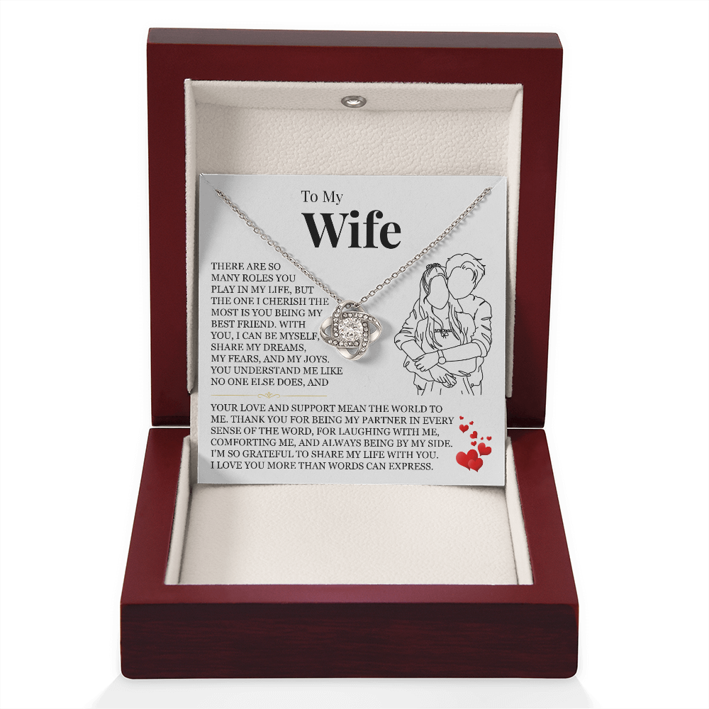 Love Knot Necklace - To My Wife "I Love You More Than Words Can Express"
