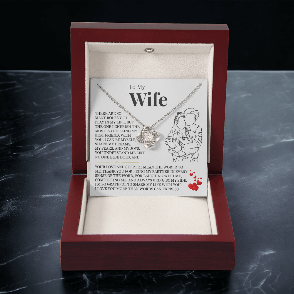 Love Knot Necklace - To My Wife "I Love You More Than Words Can Express"