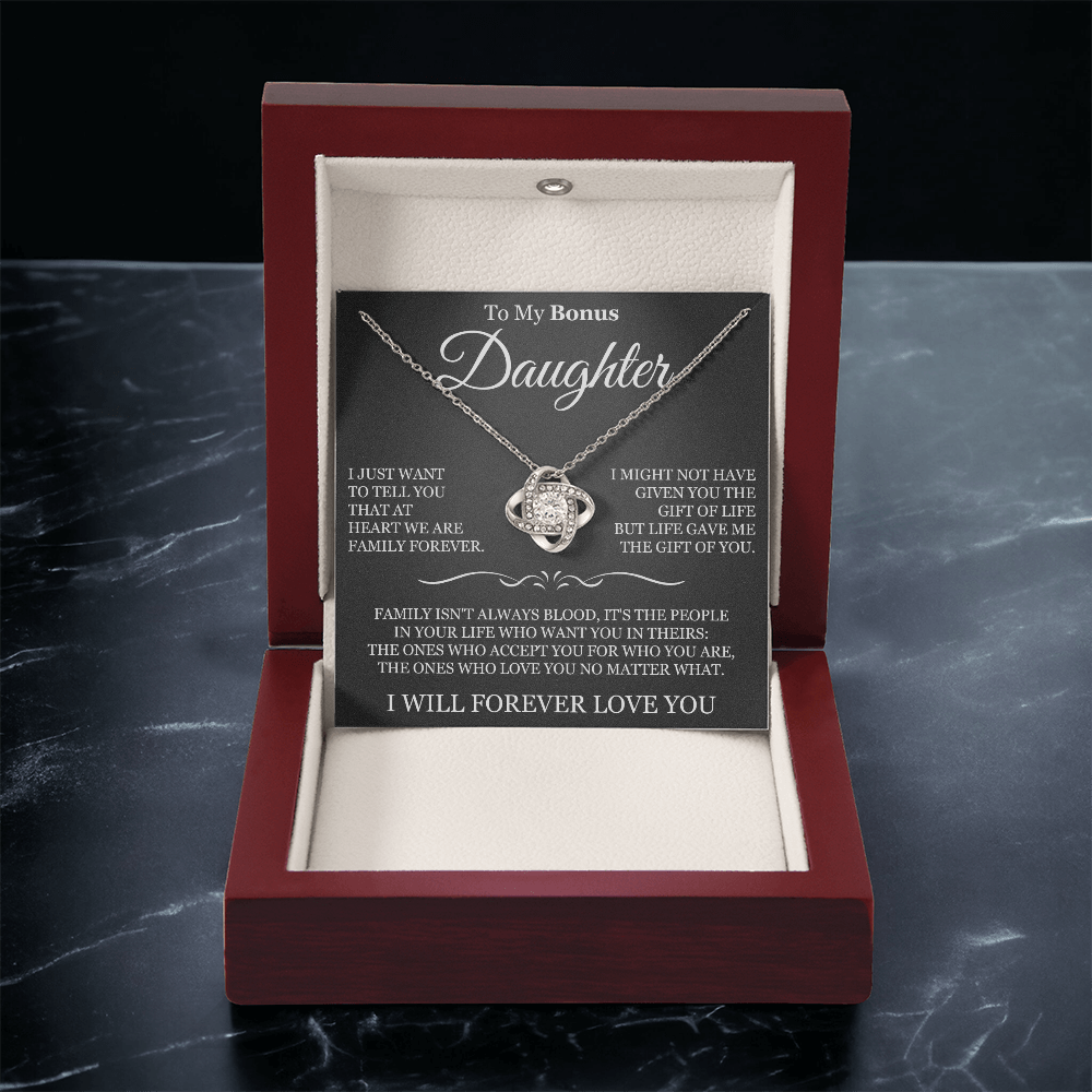 To My Bonus Daughter - Love Knot Necklace