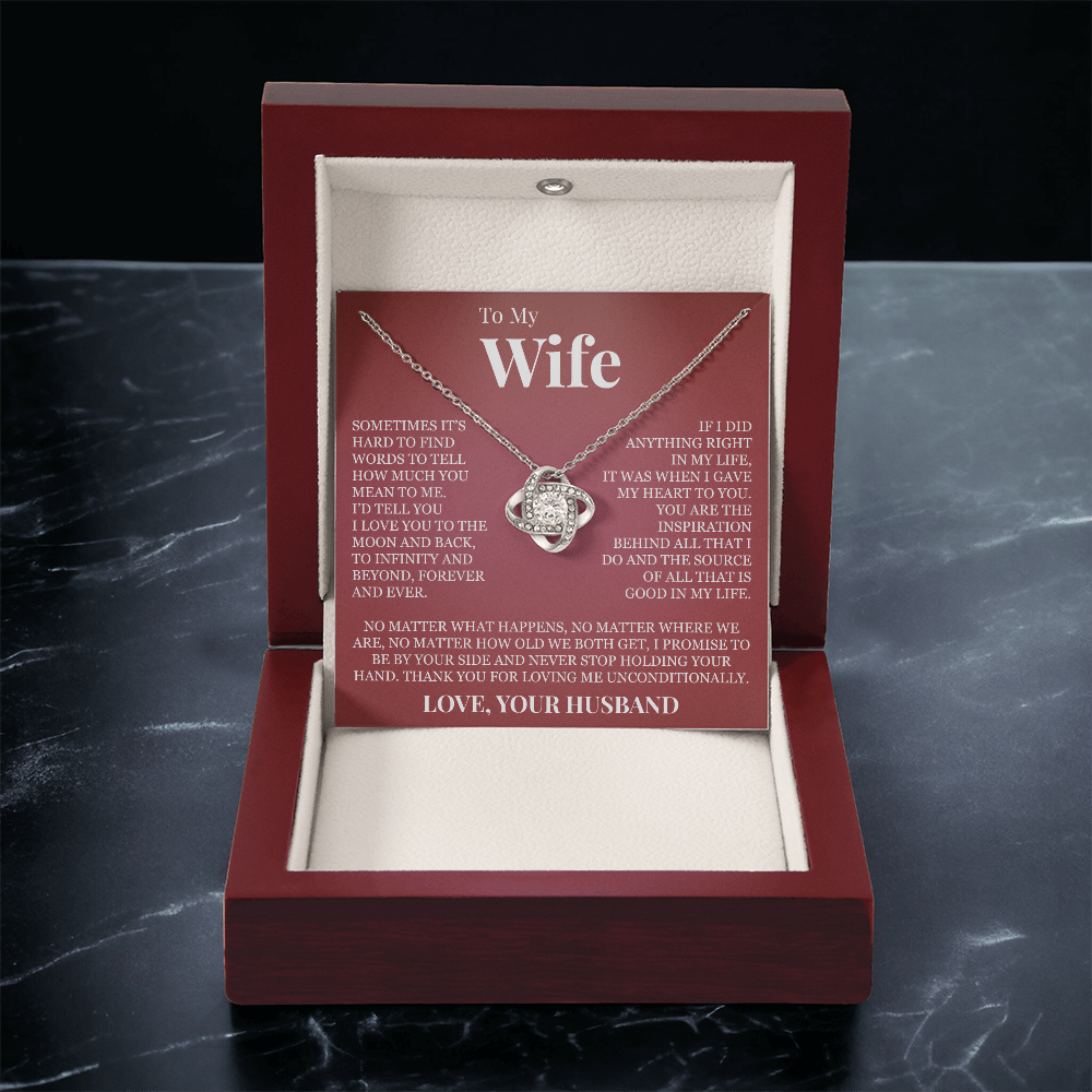 Love Knot Necklace - To My Wife "I Love You To The Moon and Back"