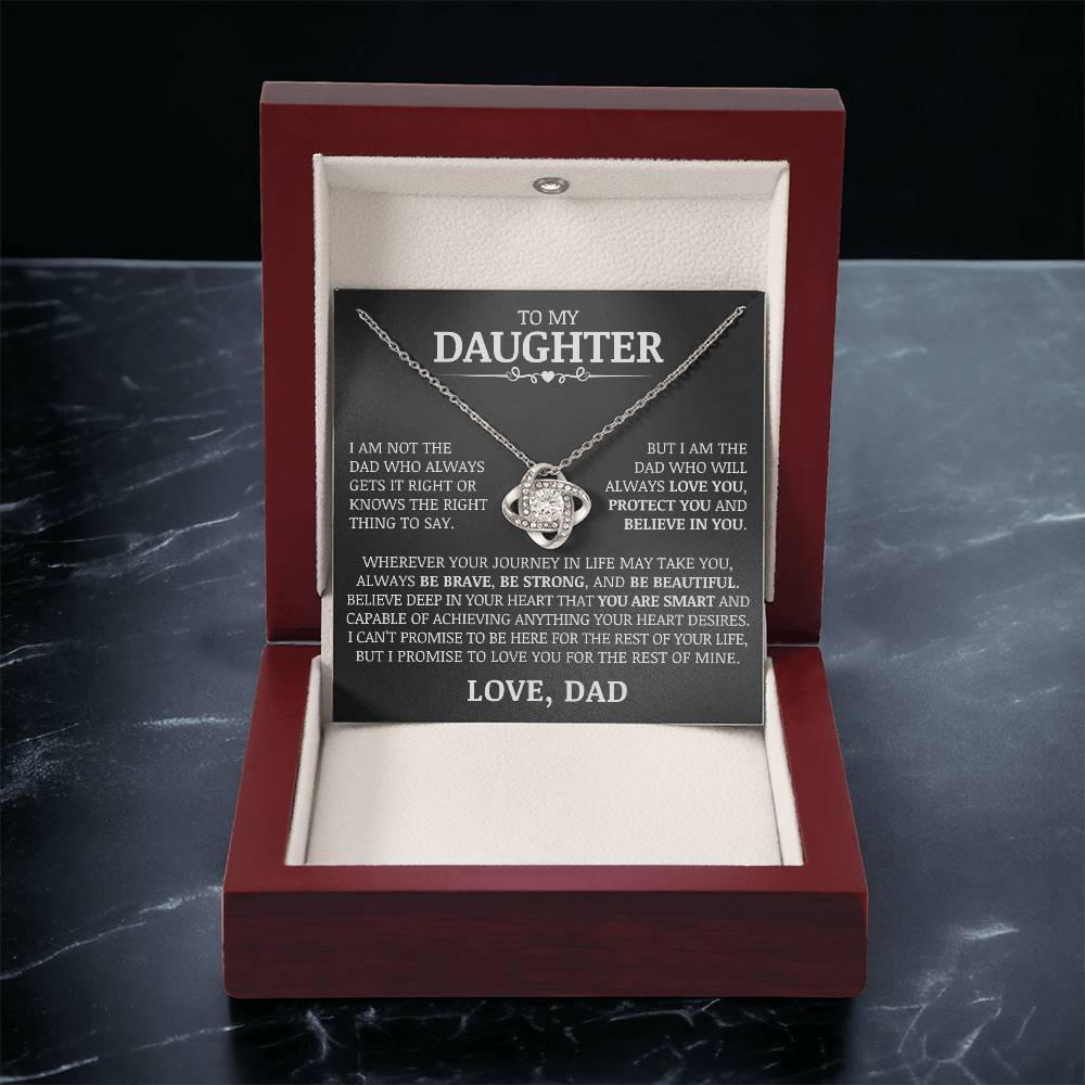 To My Daughter "Love You, Protect You, and Believe In You" Love Knot Necklace