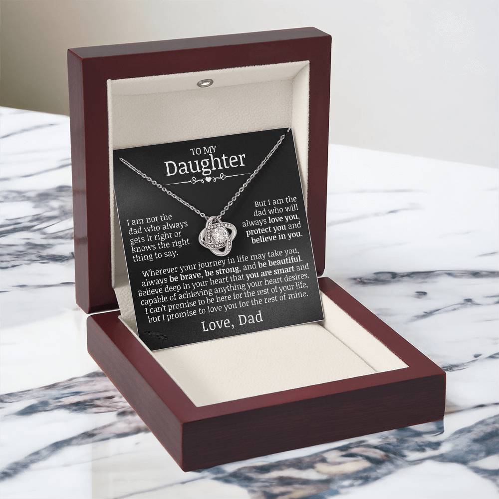 To My Daughter "Love You, Protect You, Believe In You" Love Knot Necklace