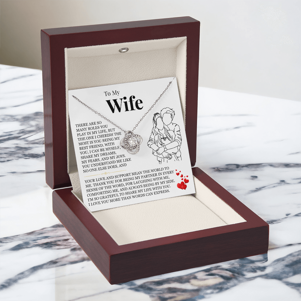 Love Knot Necklace - To My Wife "I Love You More Than Words Can Express"