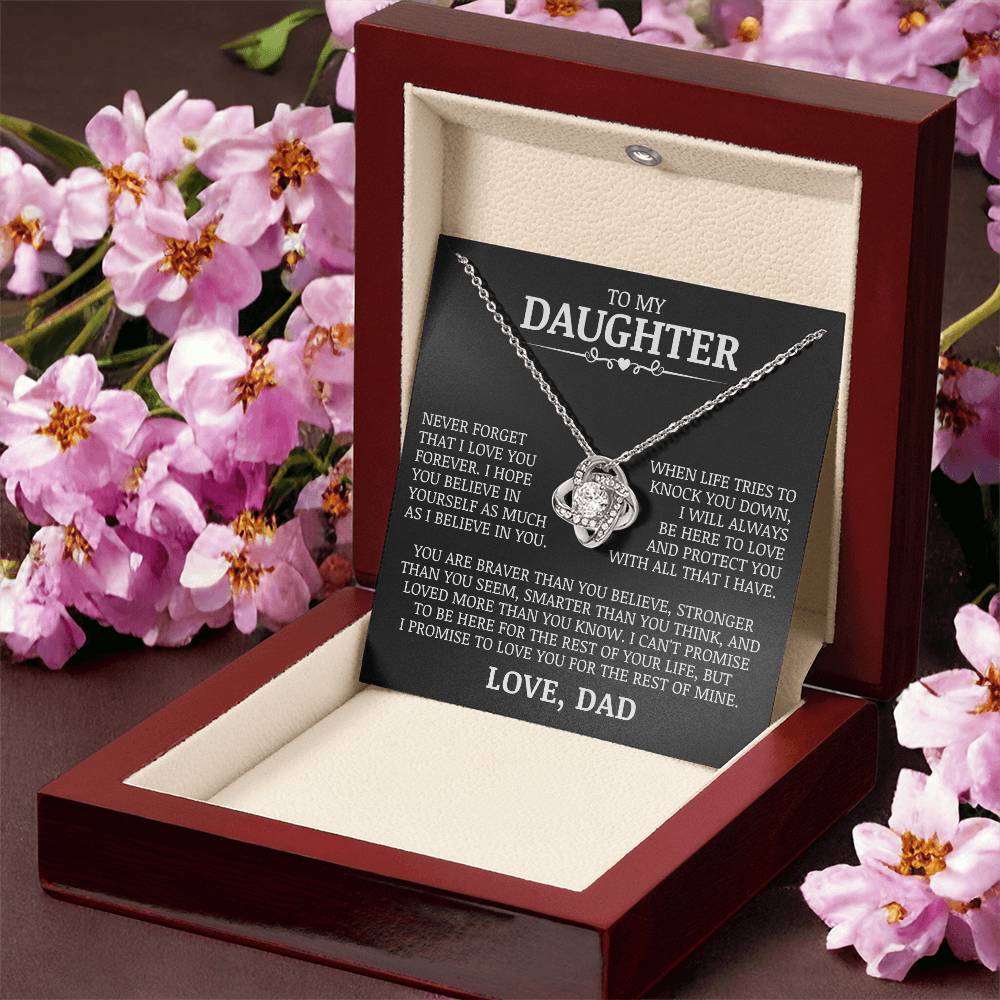 To My Daughter "Love and Protect You" Love Knot Necklace