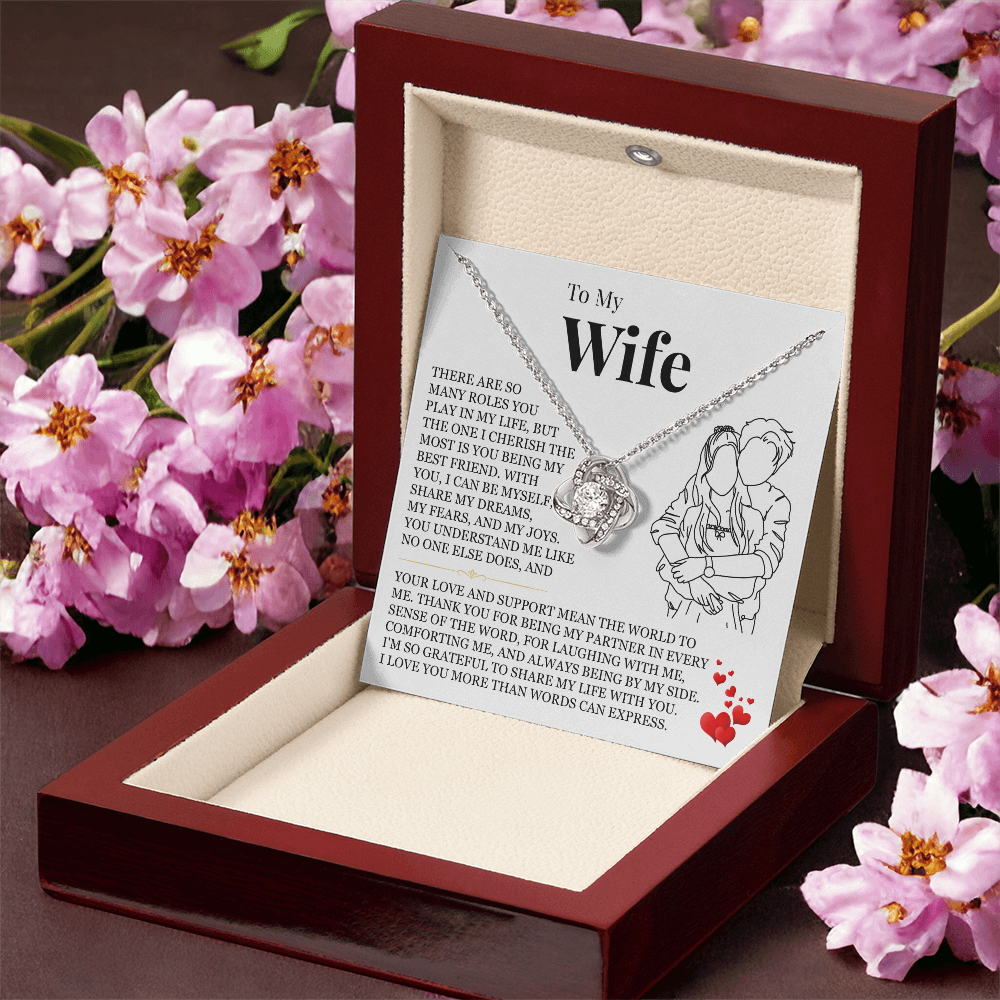 Love Knot Necklace - To My Wife "I Love You More Than Words Can Express"