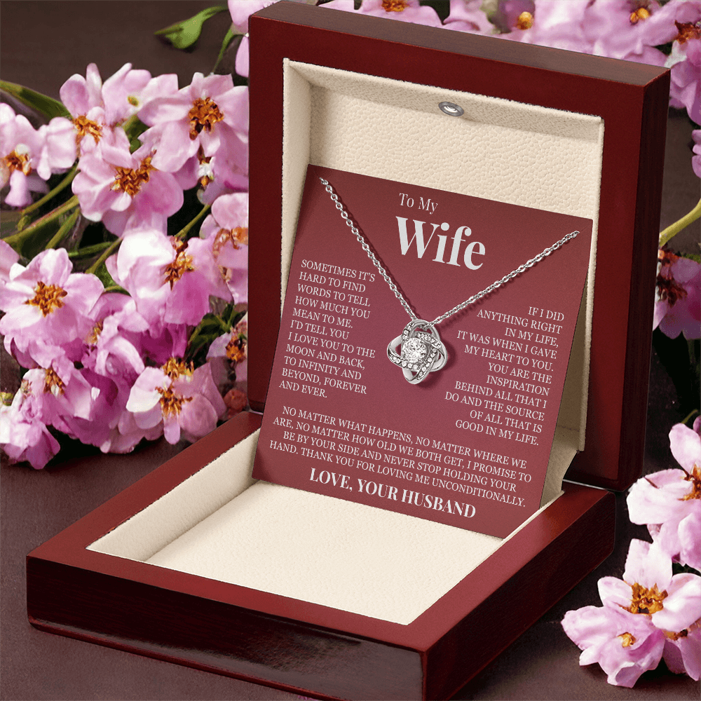 Love Knot Necklace - To My Wife "I Love You To The Moon and Back"