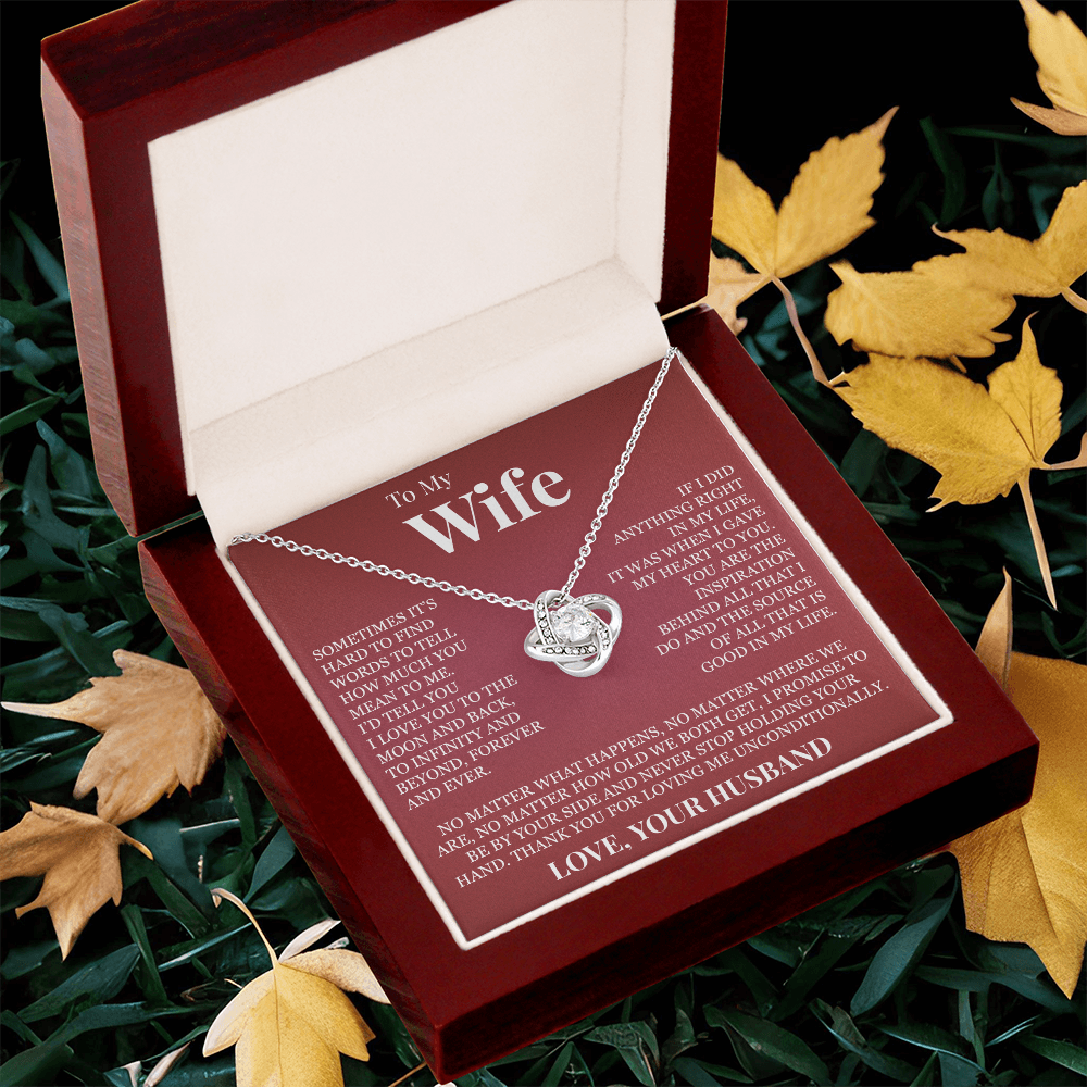 Love Knot Necklace - To My Wife "I Love You To The Moon and Back"