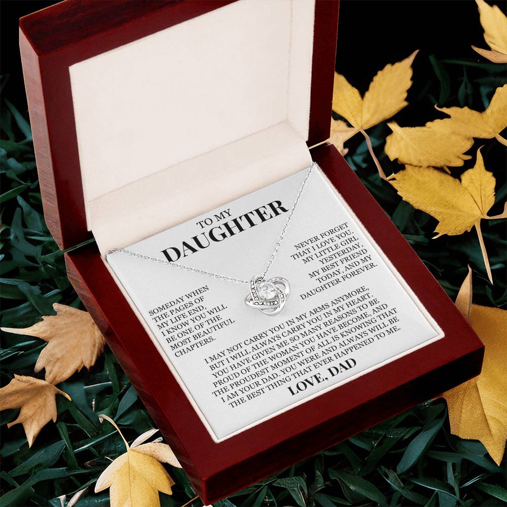 To My Daughter "Never Forget That I Love You" Love Knot Necklace