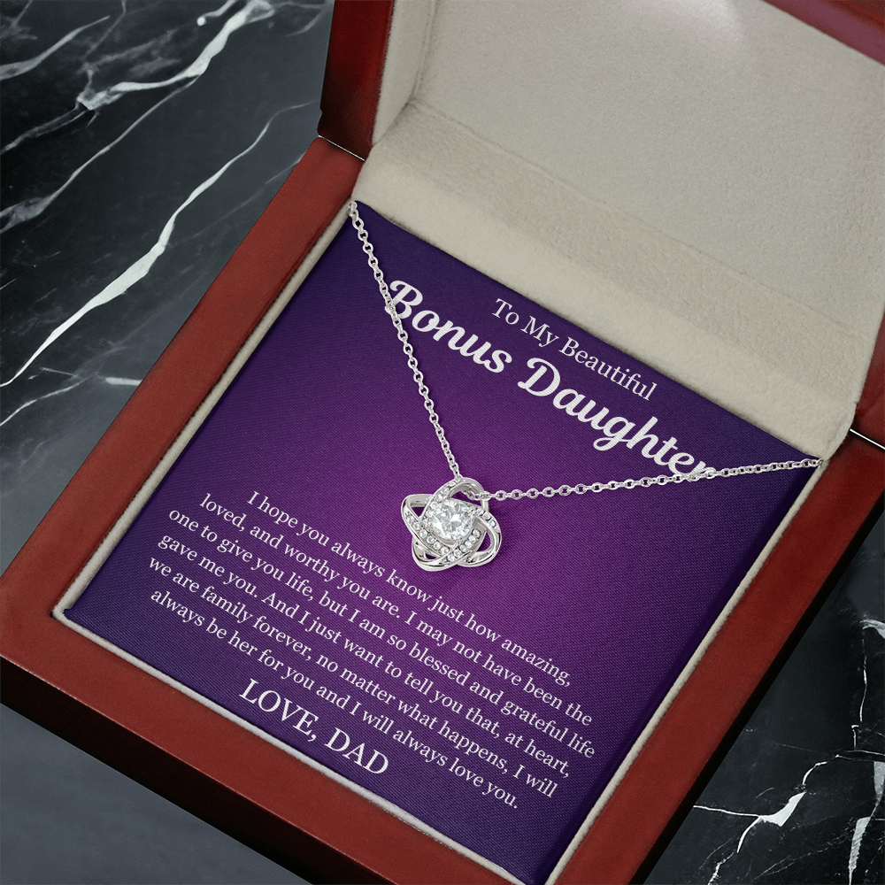 To My Beautiful Bonus Daughter - Love Knot Necklace