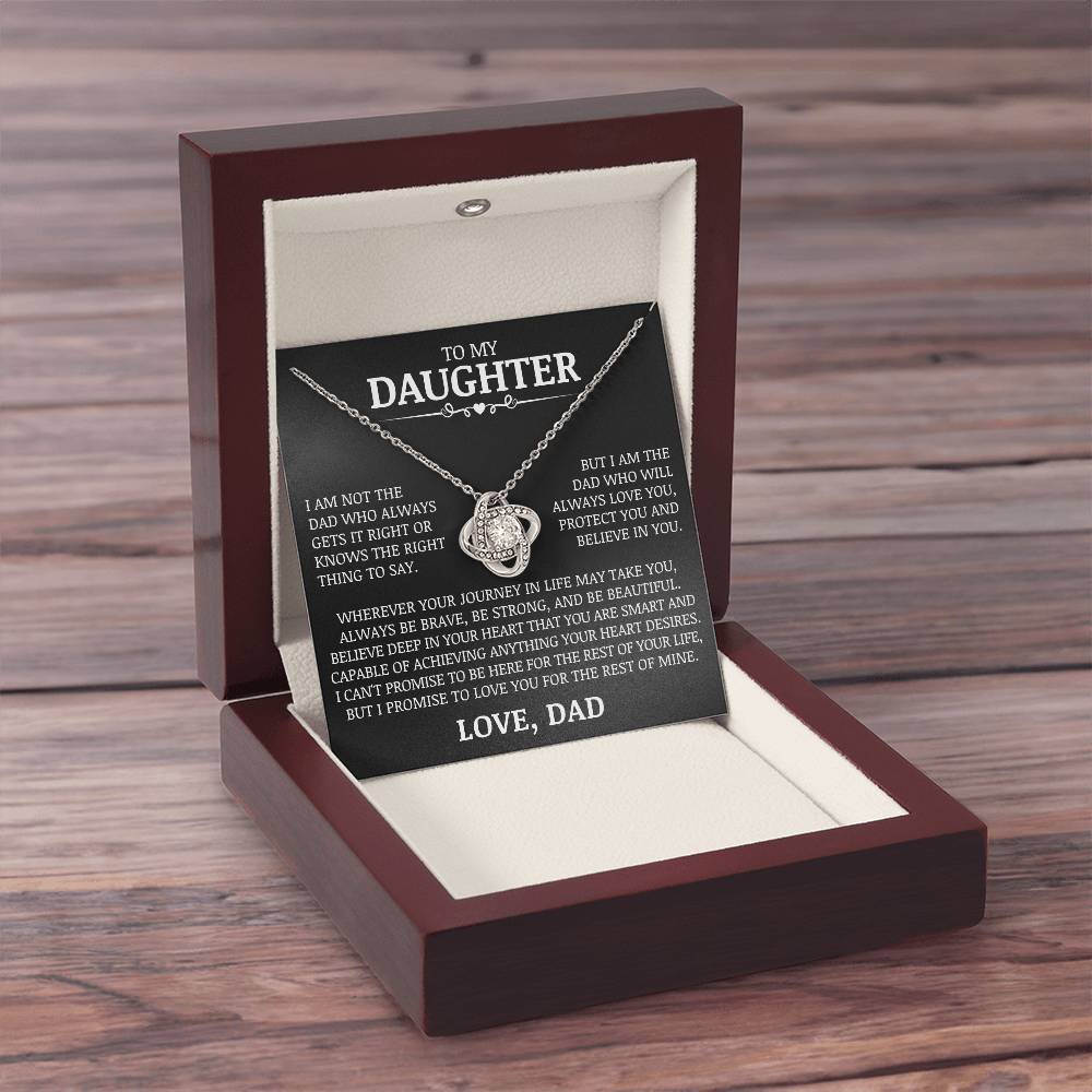 To My Daughter "Love You, Protect You and Believe In You" Love Knot Necklace